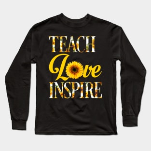 Teach Love Inspire Sunflower Shirt Sunflower Teacher Long Sleeve T-Shirt